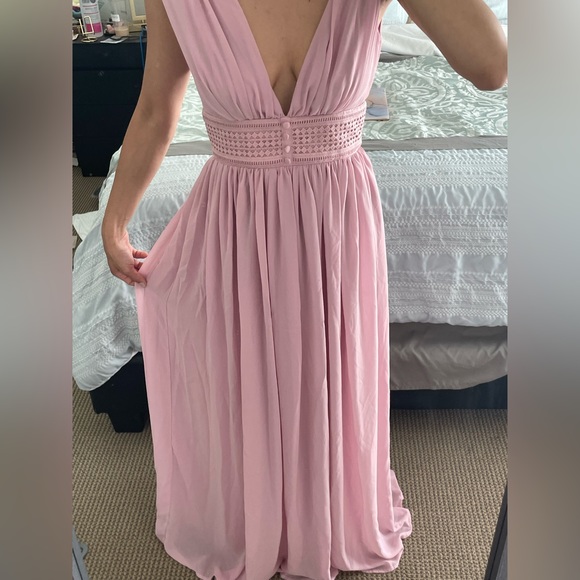 Mauve Pink Flowy maxi prom/ wedding guest dress - Picture 2 of 3